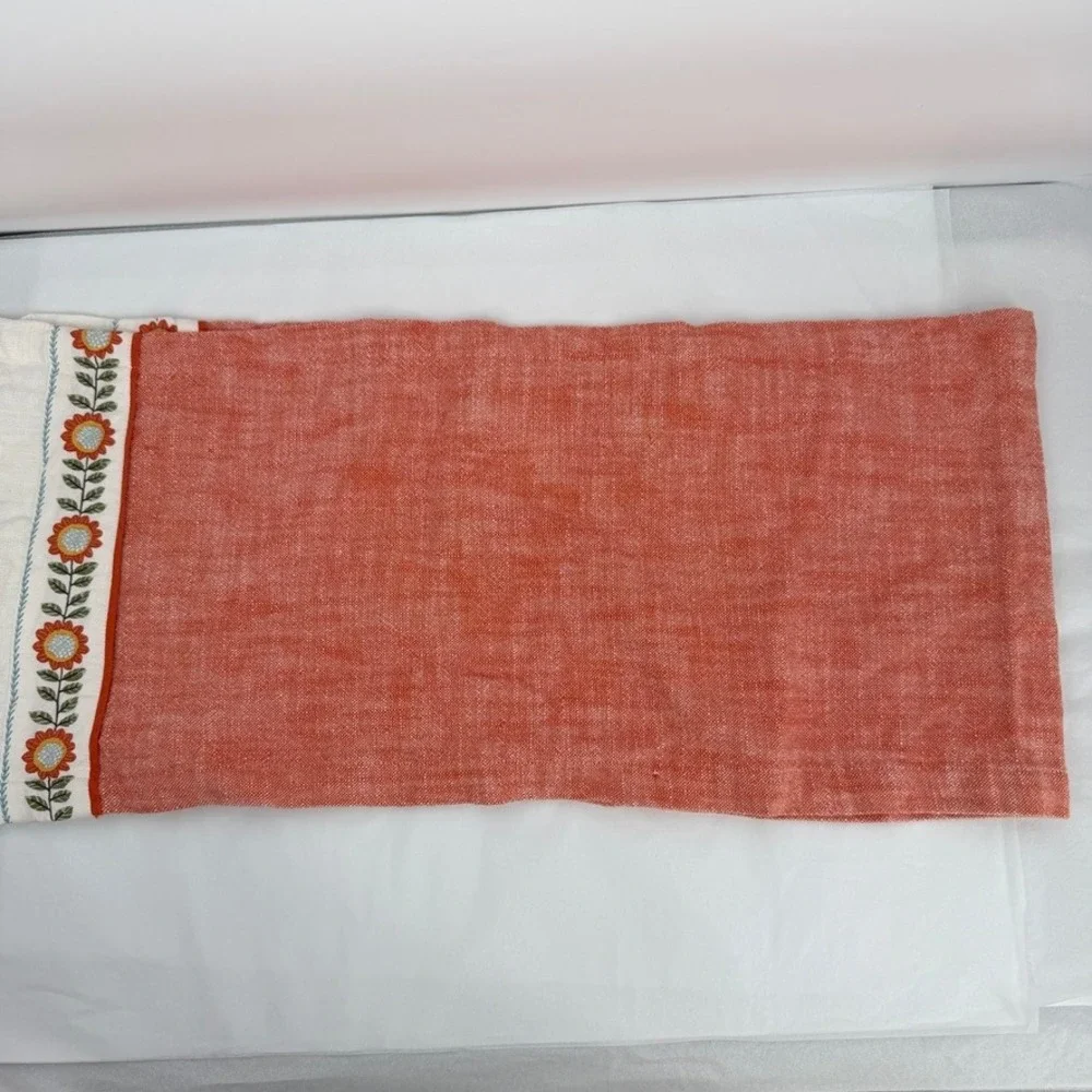 Kay Dee Table Runner Fall Harvest Pumpkin Floral Tassels Pointed Ends Decor